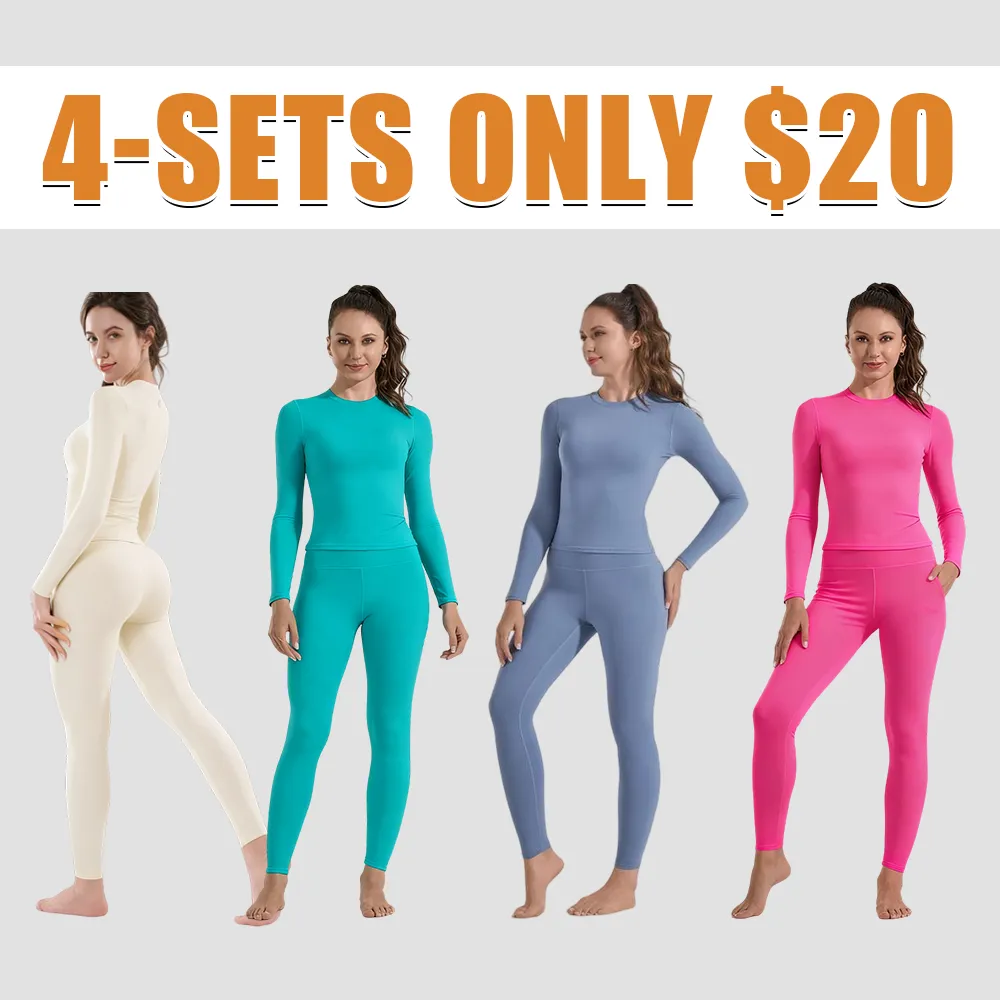 Women's Solid Long Sleeve Tee & High Waist Leggings Sportswear Set