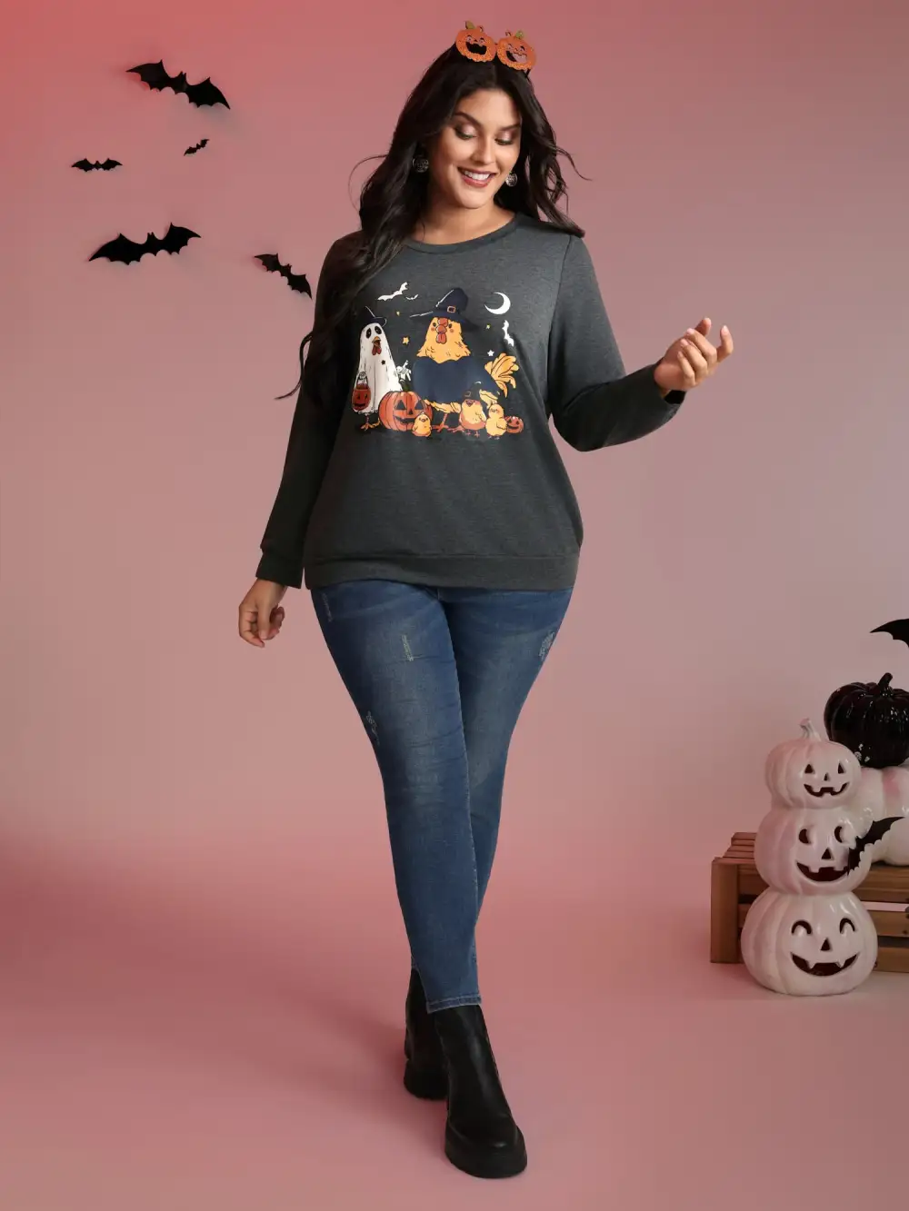 Spooky Midnight Halloween Print Sweatshirt