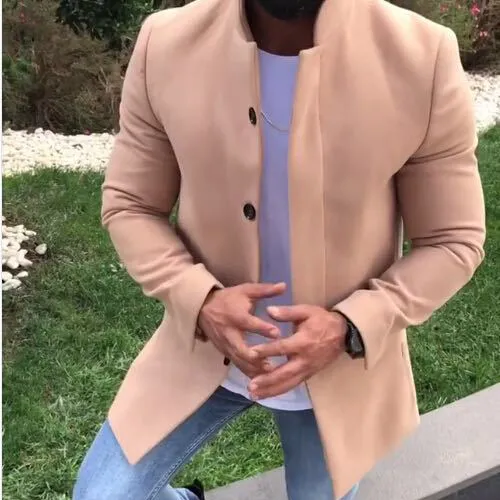 Fashion Lapel Collar Plain Slim Coat