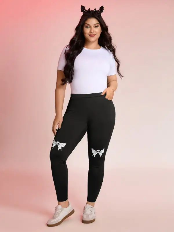 Knee-Skull Element Skinny-Fit Leggings