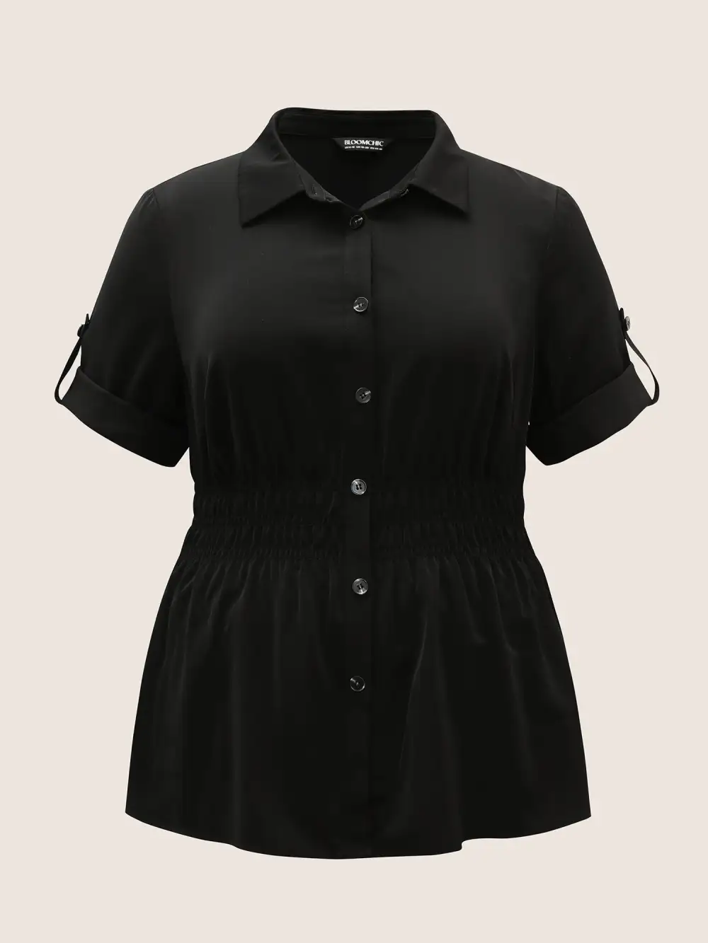 Shirt Collar Button Cuff Sleeve Blouse