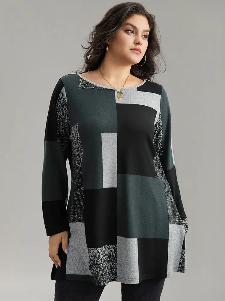 Colorblock Contrast Round Neck T-shirt