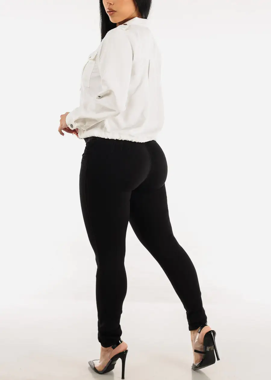 High Waist Butt Lifting Black Skinny Jeans