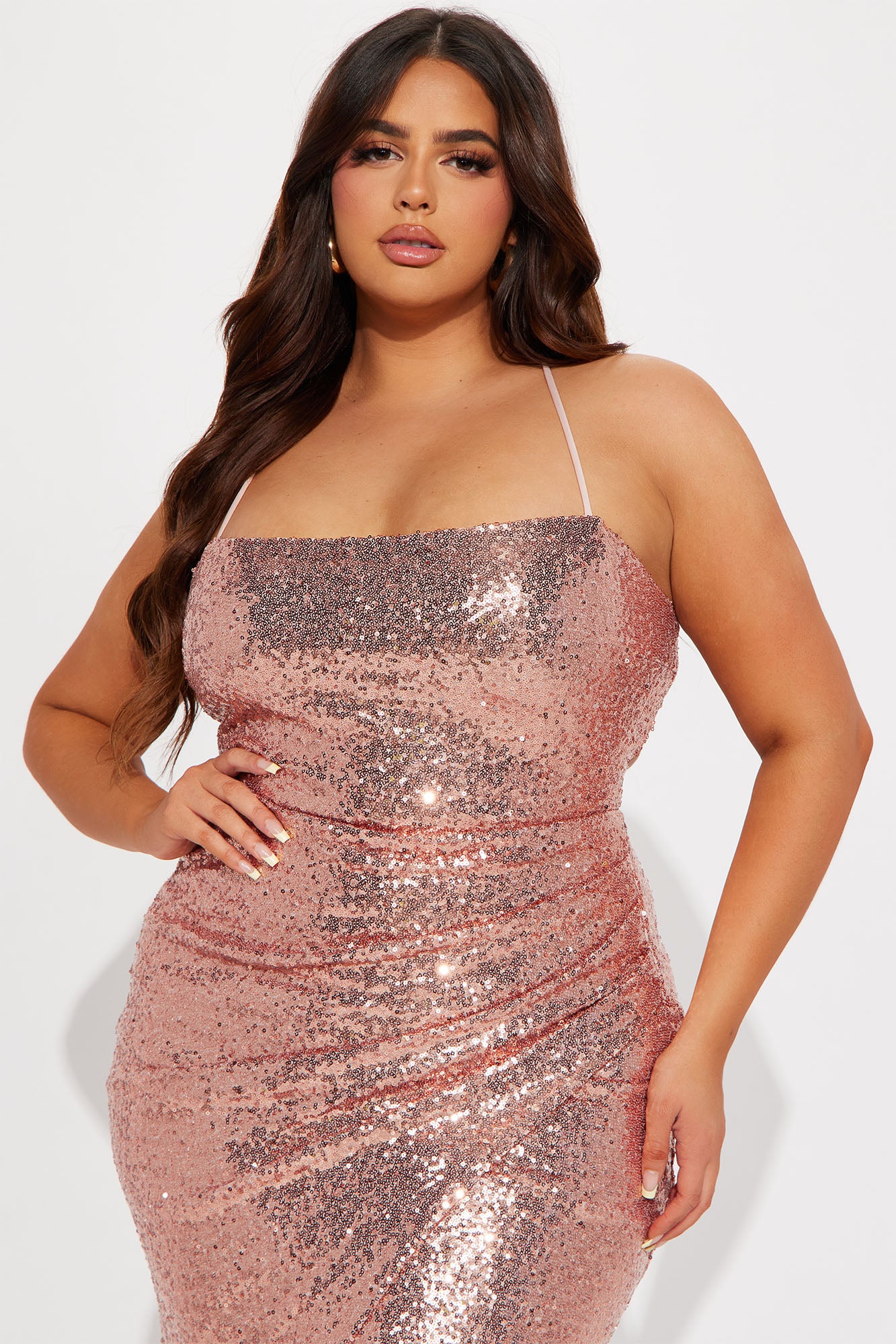 Janelle Sequin Maxi Dress - Rose Gold