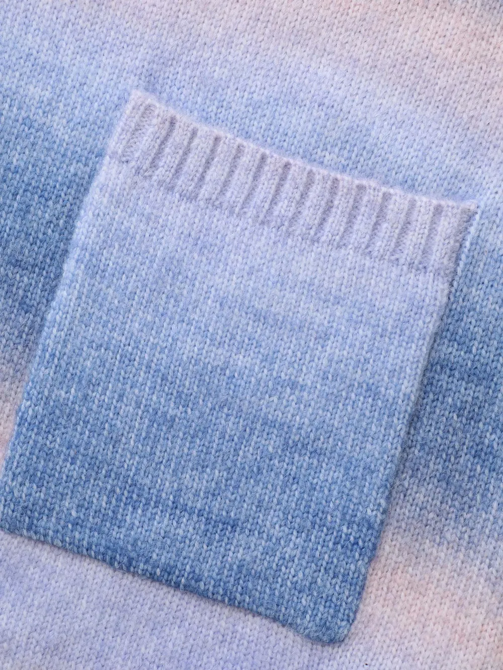 Ombre Kimono Collar Patched Pocket Cardigan