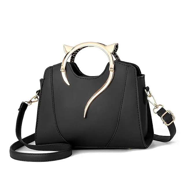 Women's 2022 Handbags Top Handle Bag PU Leahter Daily Going out White Black Pink Light Green