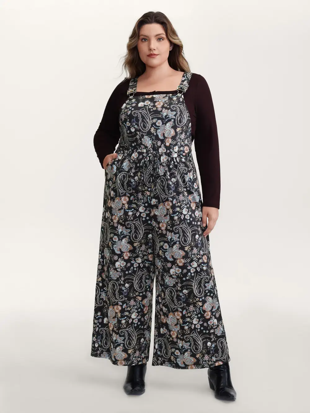 Floral Adjustable Stretchy Waist Jumpsuit