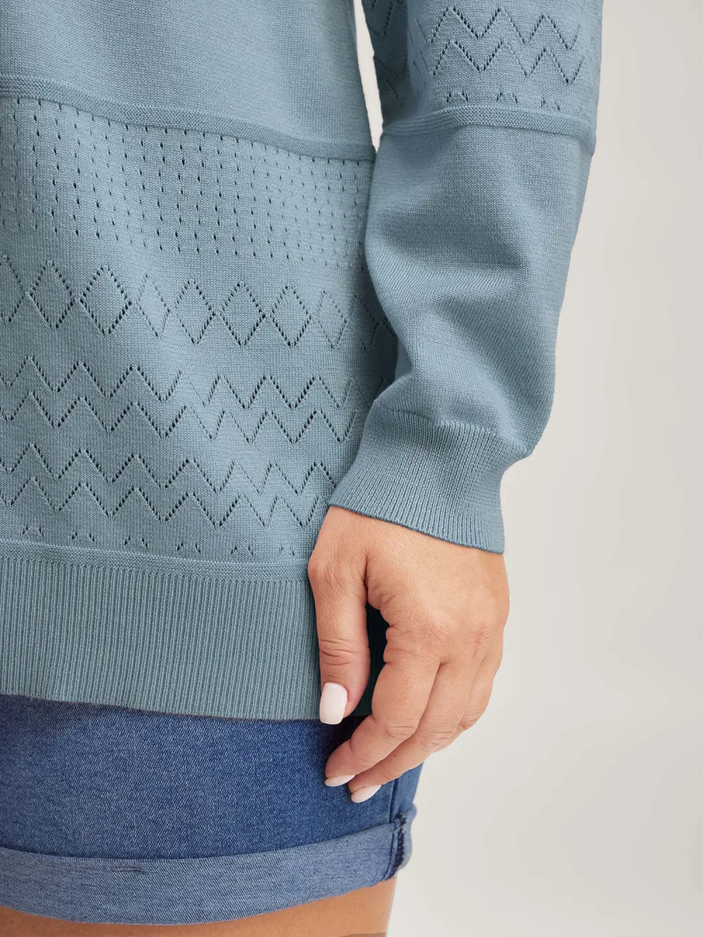 Supersoft Textured Eyelet Trim Pullover