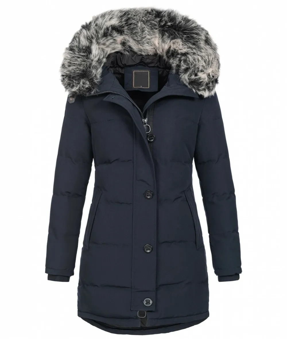 Fashion ladies parka coat with fur collar（⚡Clearance Sale）