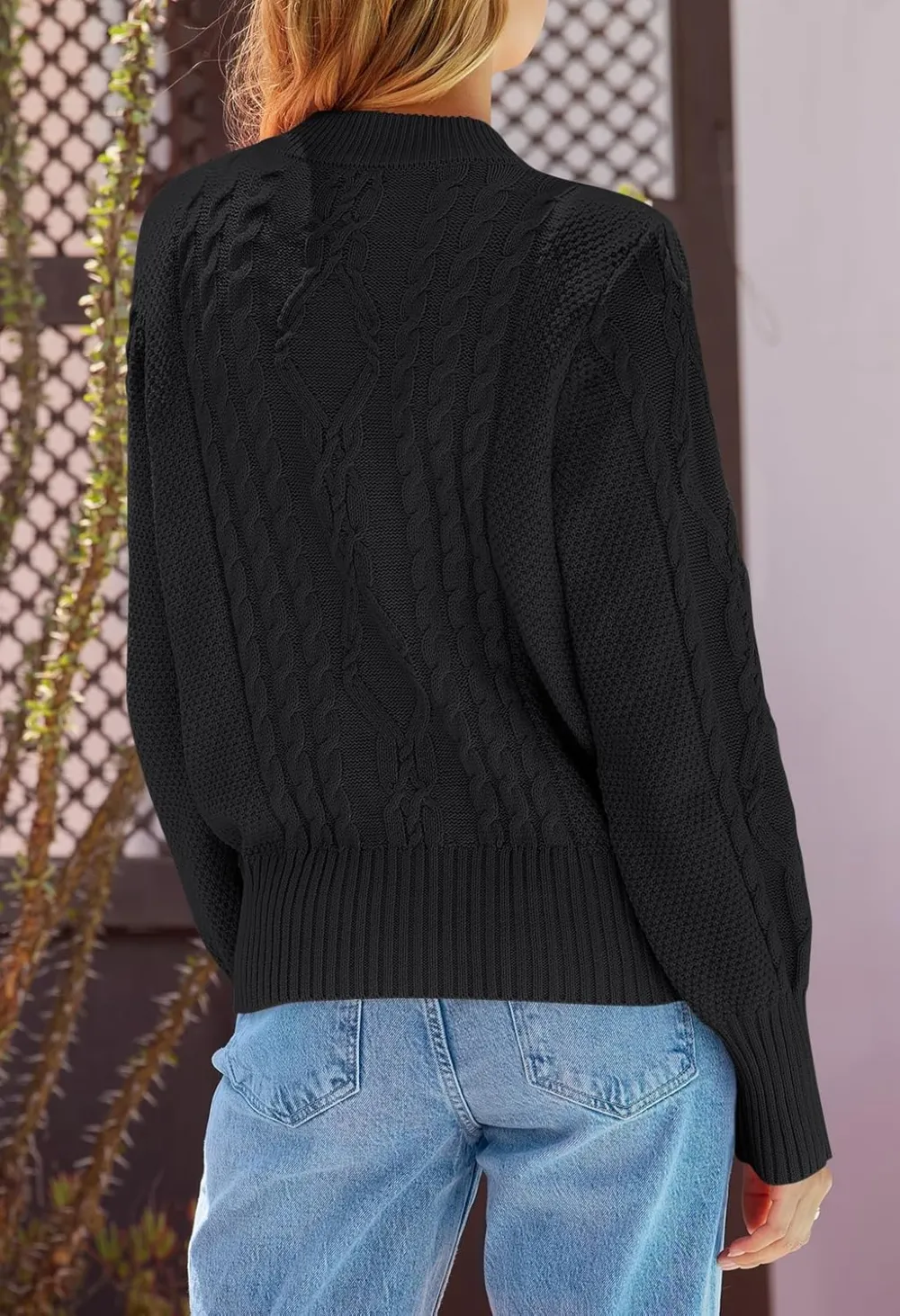 Women's 2024 Fall Long Sleeve Sweater Cardigan Cable Knit Open Front Button Outwear Coats