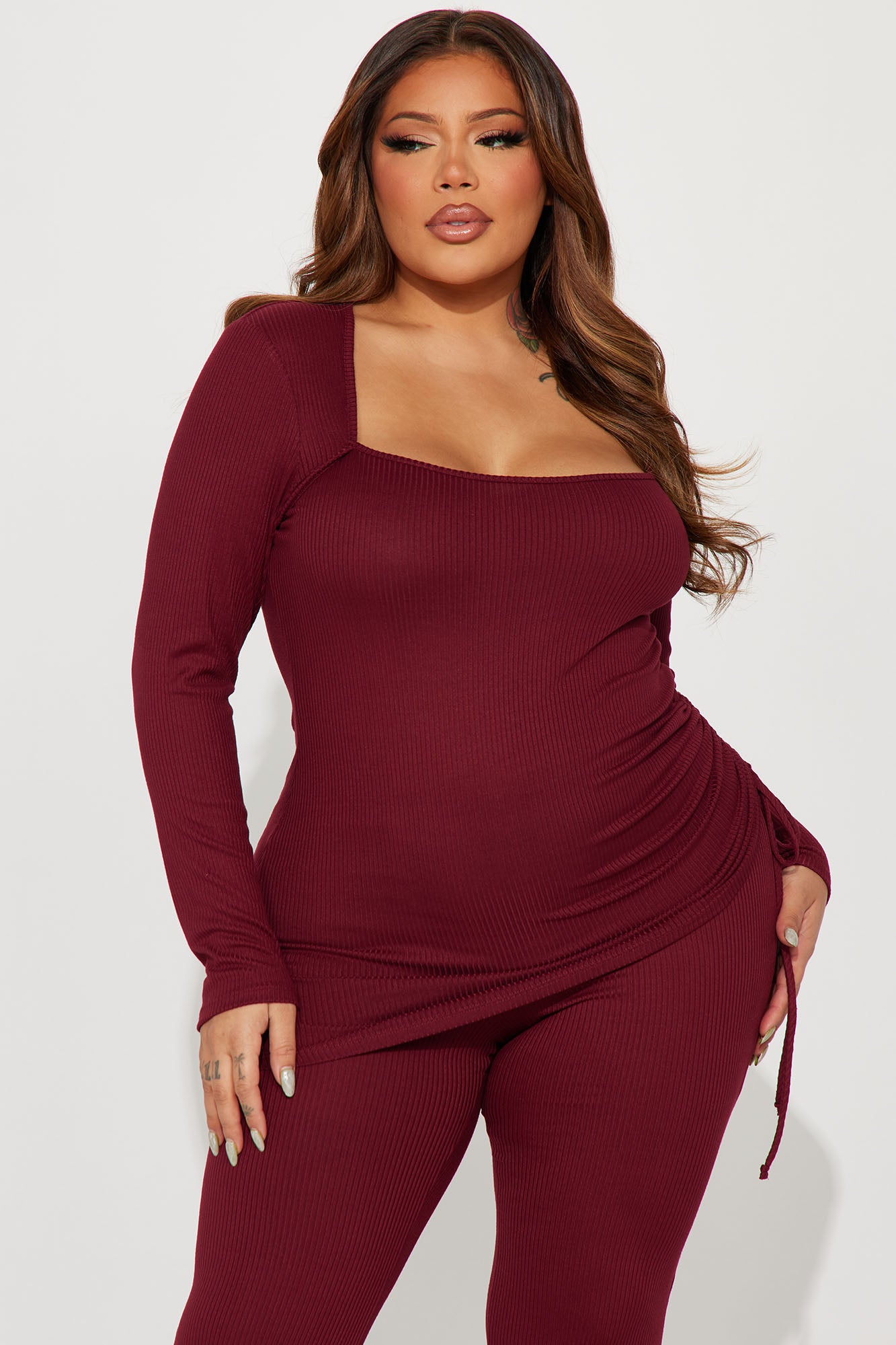 Legally Casual Pant Set - Burgundy