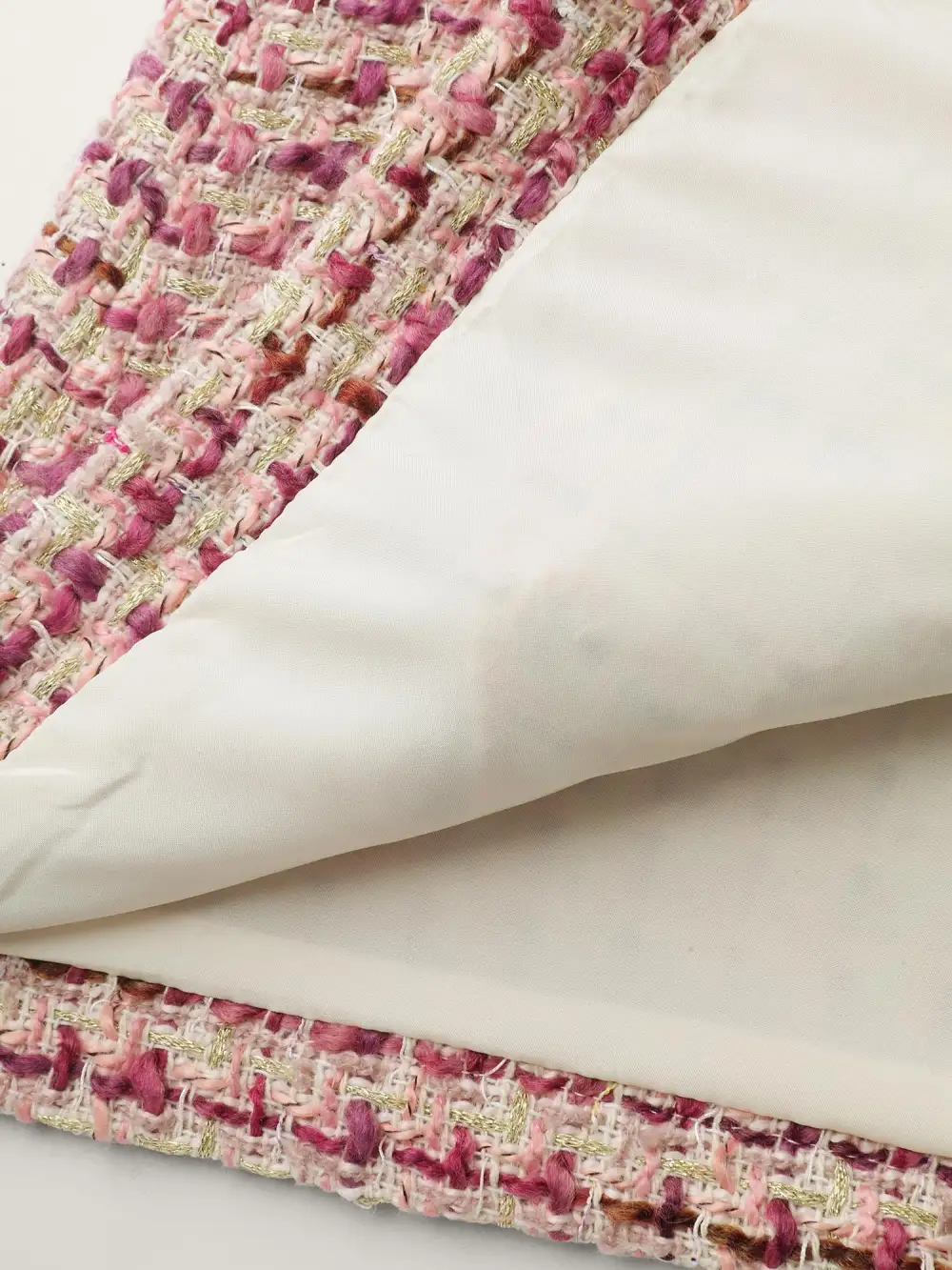 Tweed Lined Color Contrast Pockets Jacket