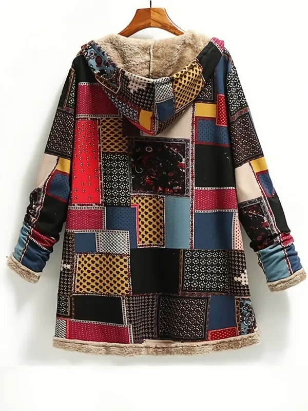 Chic Patchwork Hooded Jacket - Button-Up, Lightweight Comfort - Ideal for Autumn & Winter Fashion