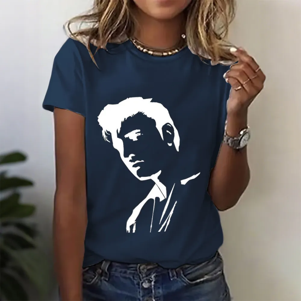 Women's Character Print Short Sleeve Round Neck Cotton T-Shirt