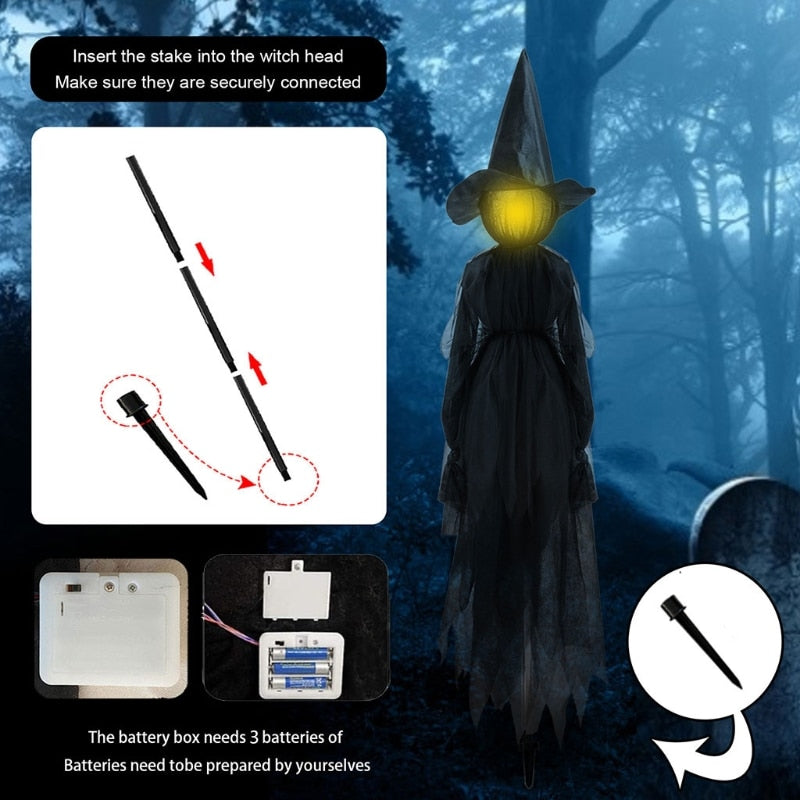 Halloween Decorations Outdoor Large Light Up Holding Hands Screaming Witches P15F