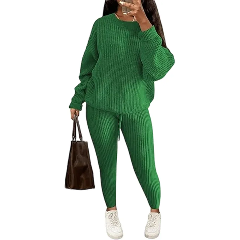 Women's Fall/Winter Solid 2-Piece Knit Set
