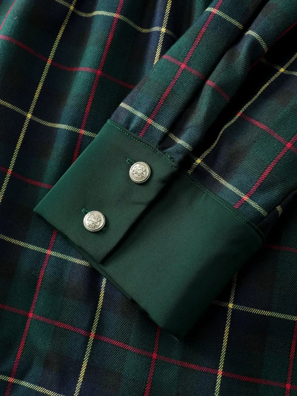 Check Pattern Lapel Tie Blouse