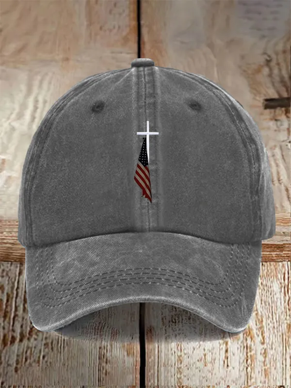 Men And Women's Faith And Flag Washed Baseball Cap