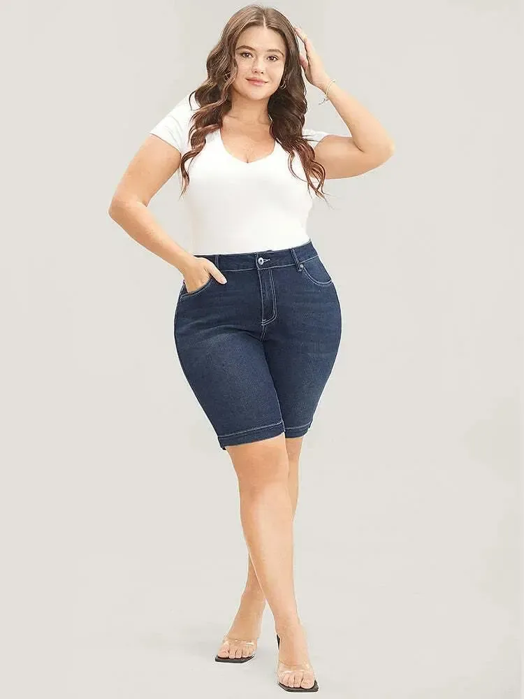 4 Pack Very Stretchy High Rise Dark Wash Denim Shorts