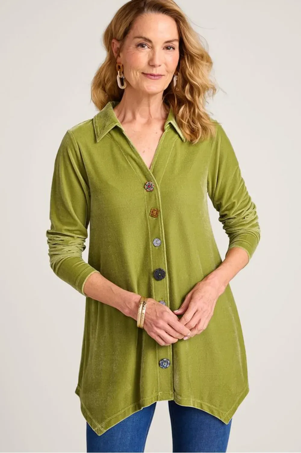 Velvet Danielle Button Long Sleeve Tunic