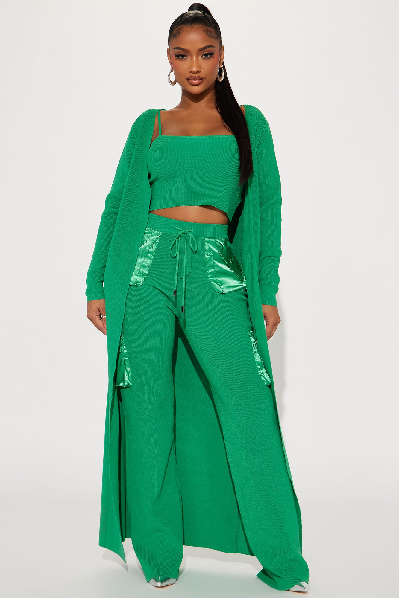 Jamie 3 Piece Sweater Pant Set - Green