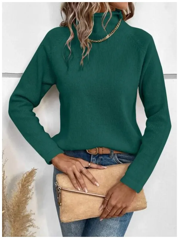 High Neck Raglan Sleeve Sweater