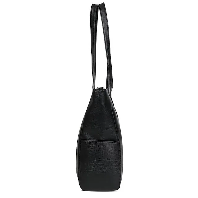 Women's Shoulder Bag PU Leather Office Shopping Daily Solid Color Floral Print claret Black Purple