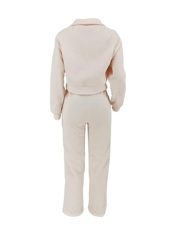 Women's Solid Long Sleeve Sweatshirt & Drawstring Waist Pants Set, Casual Fashion Cozy Two-piece Outfits