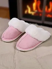 Women's Brown Cozy Slippers – Faux Suede Fleece Lined Warm Indoor House Shoes for Winter and Home Comfort