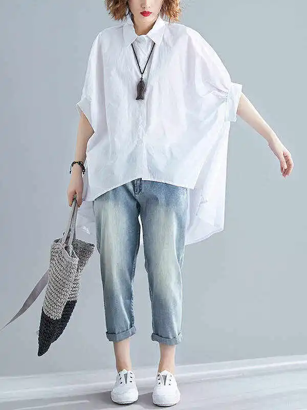 Irregular High-Low Oversize Batwing Sleeve Shirt