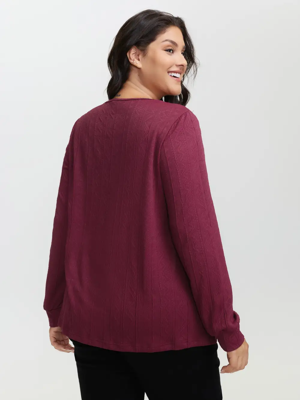 Textured Stretchy Buttons T-Shirt