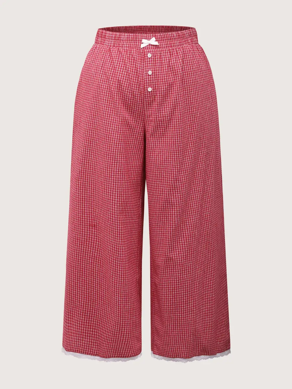 Checkered Lace Buckle Detail Lounge Bottoms