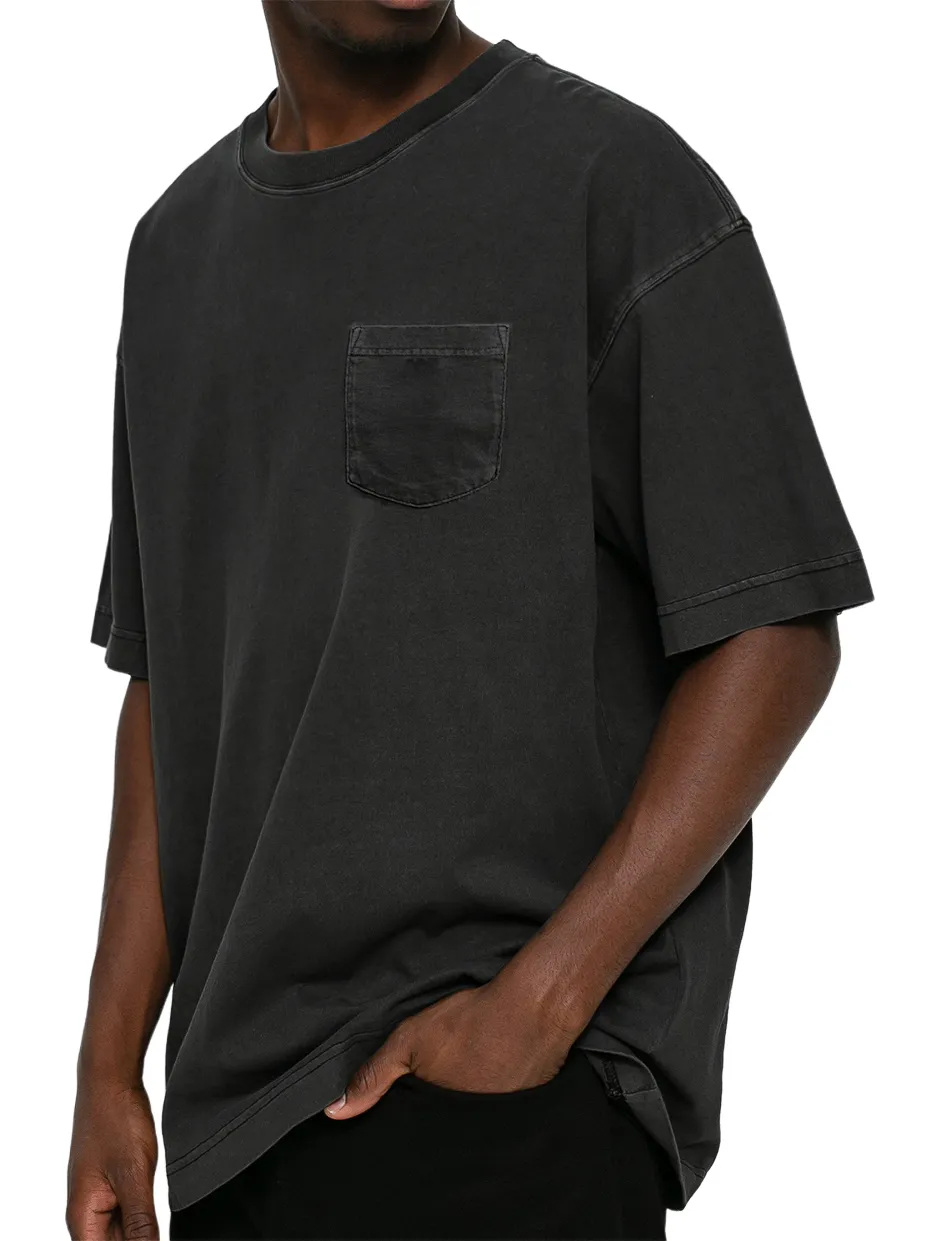 Men's Retro Distressed Washed Pocket Short-sleeved T-shirt