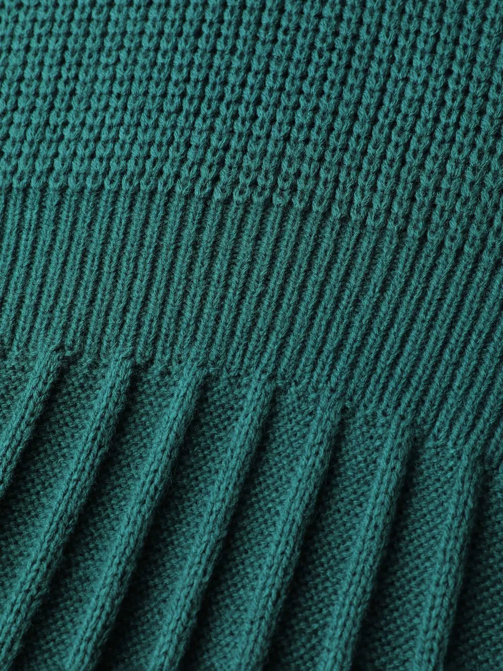 Pleated Skirt Tissue Texture Knit Knee-Length Dress