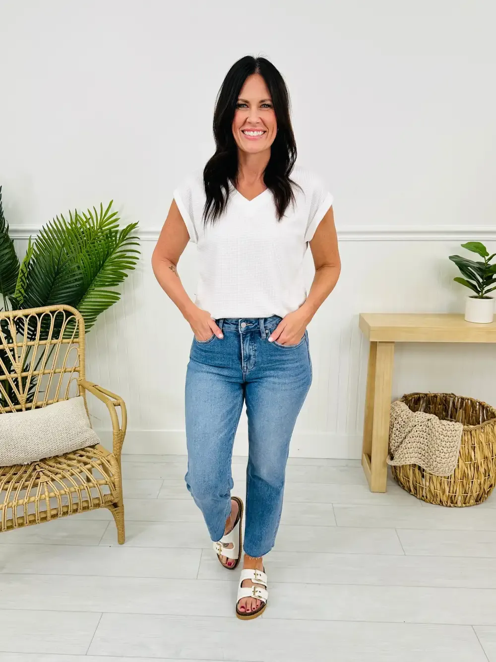 Take The Bait Slim Straight Cropped Jeans With Tummy Control