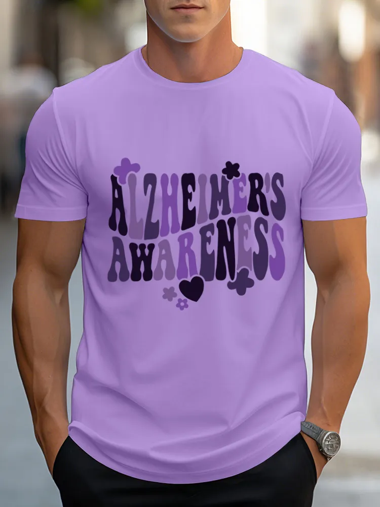 Alzheimer's  Awareness Men's Round Print T-Shirt