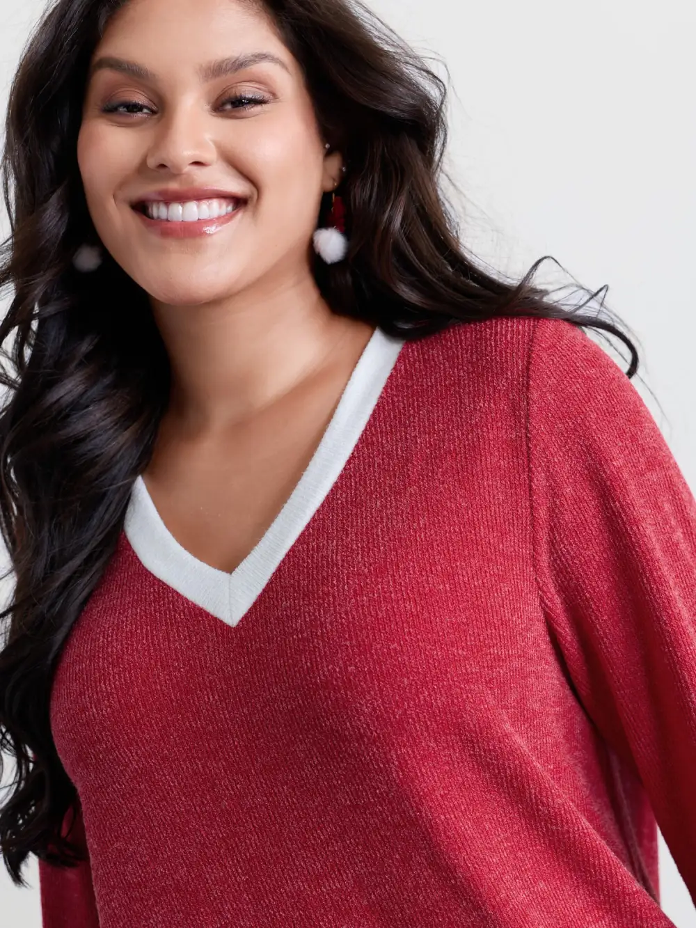 Faux-Wool Color Contrast Sweatshirt