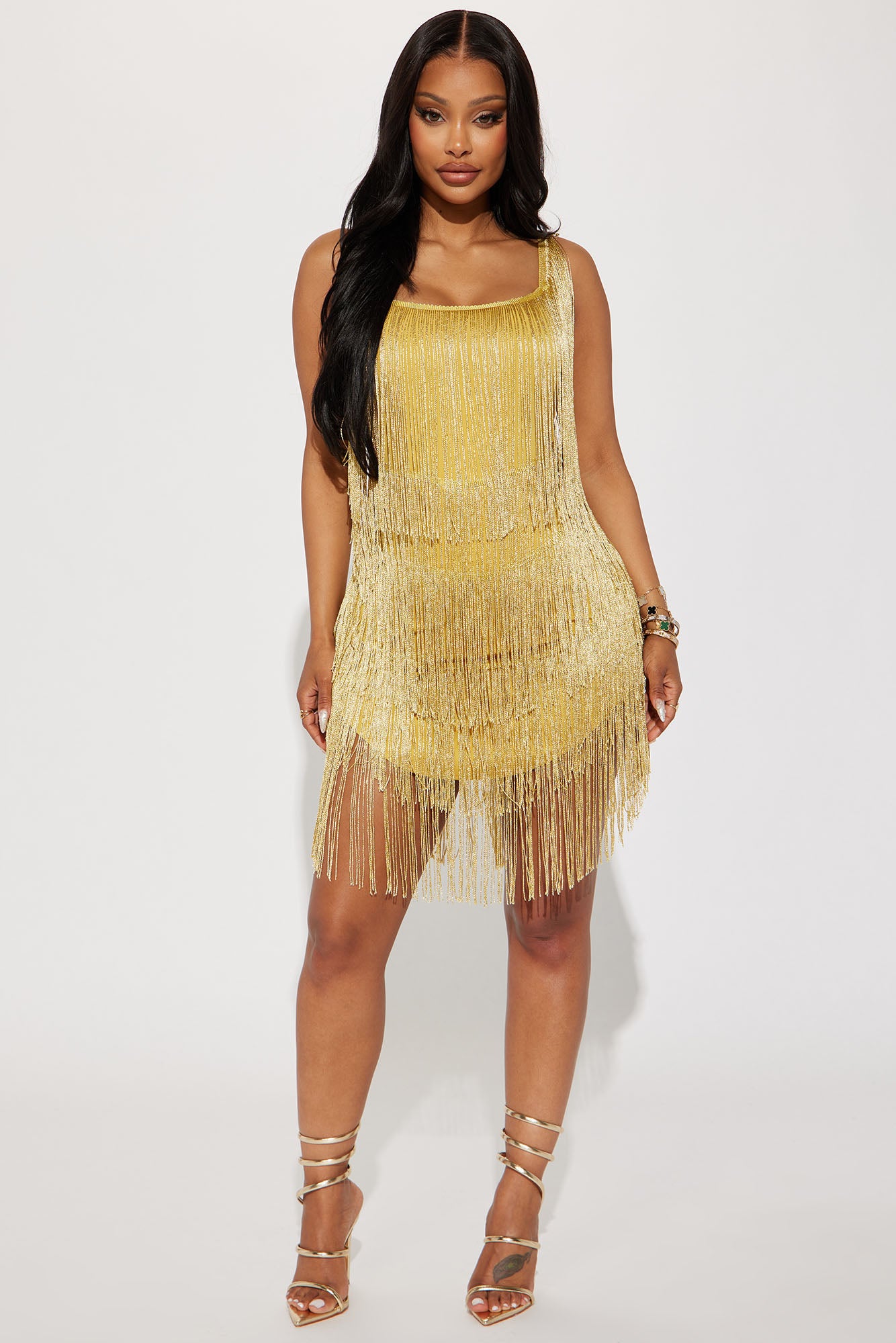 Shake It Up Mini Dress - Gold