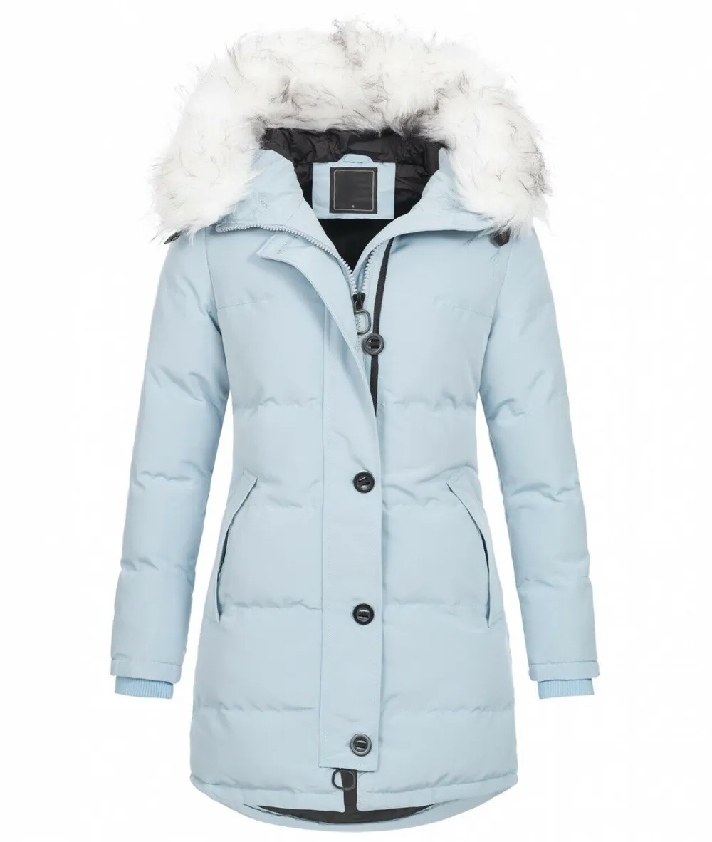 Fashion ladies parka coat with fur collar（⚡Clearance Sale）