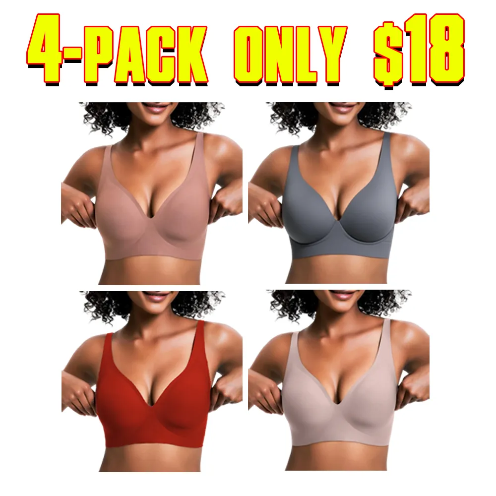 Women's Seamless Push-Up Wireless Bra – Deep V Bralette for Everyday Comfort