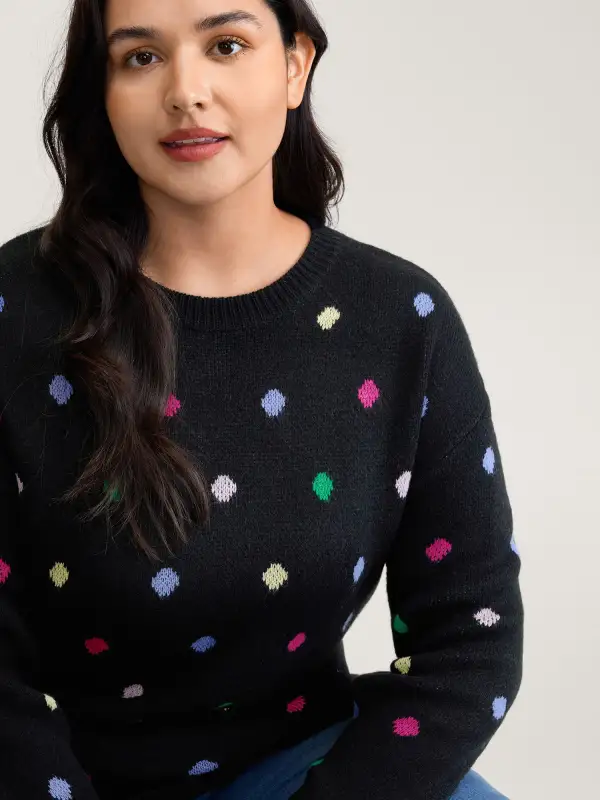 Colorful Polka Dots Jacquard Pullover