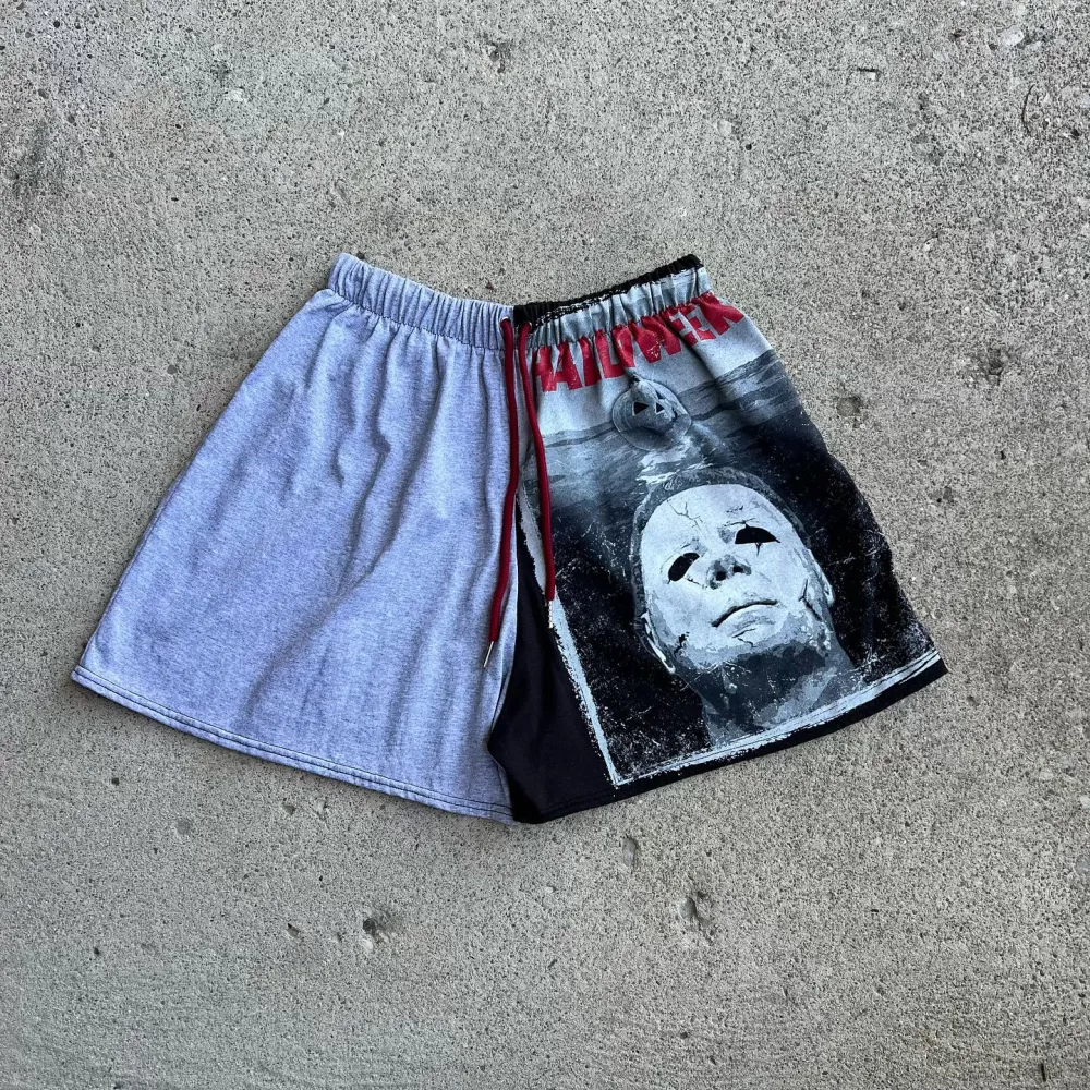 Grey shorts printing how perfect and cozy piece for your Halloween day