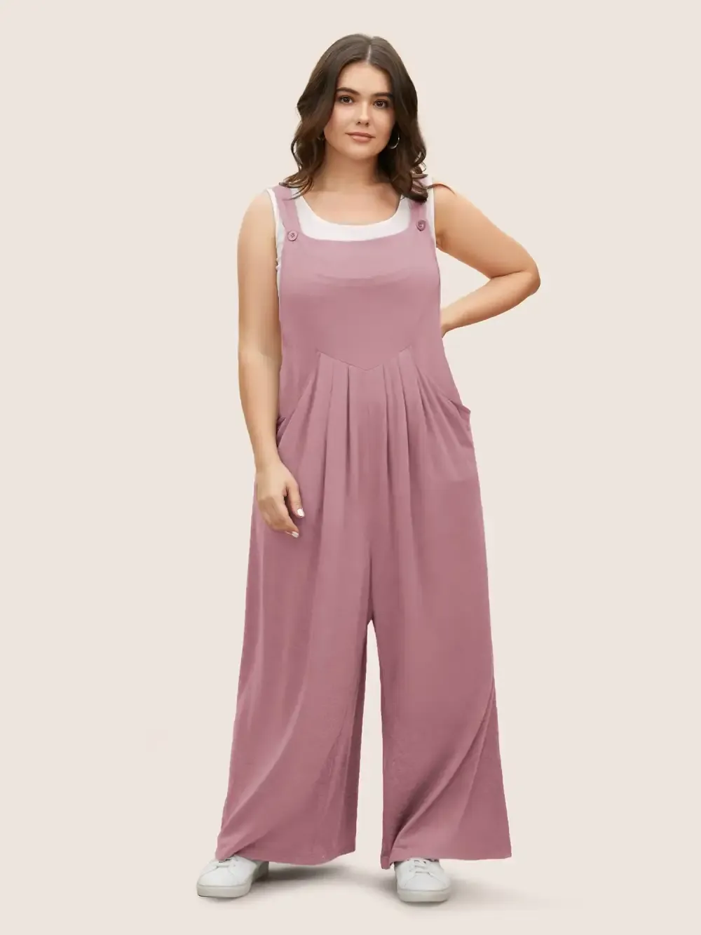 Supersoft Essentials Solid Pleated Pocket Jumpsuit