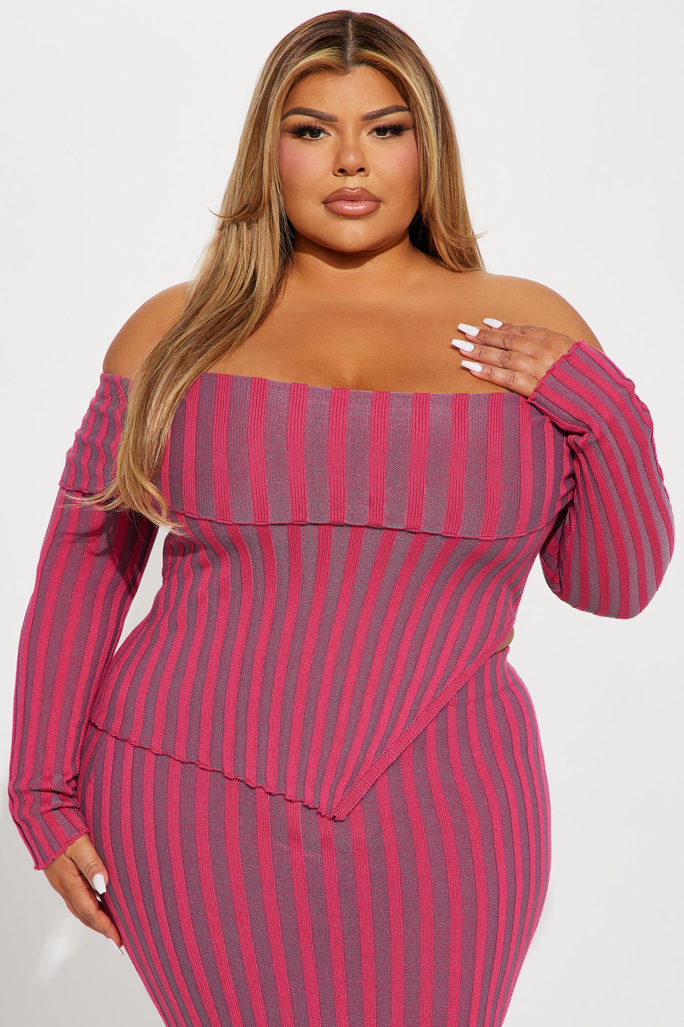 Elena Sweater Skirt Set - Fuchsia