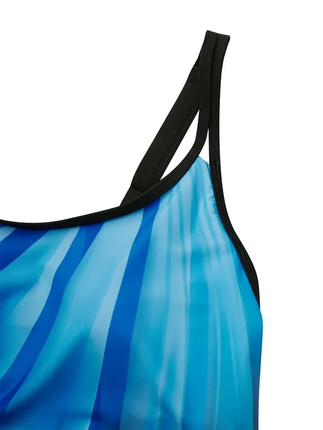 Casual Abstract Printing Scoop Neck Tankinis Two-Piece Set