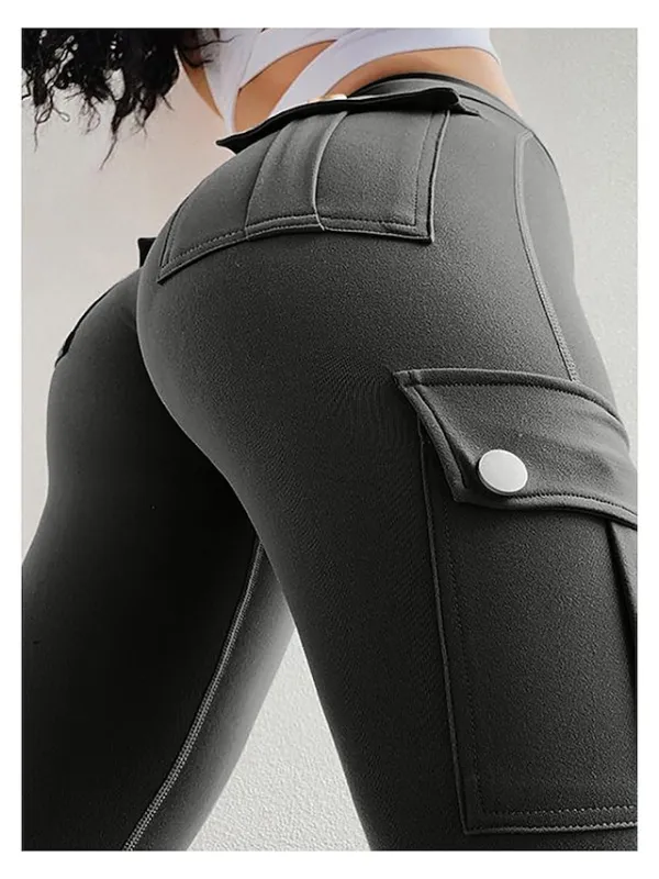 Women's Tights Green Black Dark Gray Tights Athleisure Full Length Butt Lift Solid Colored S M L XL