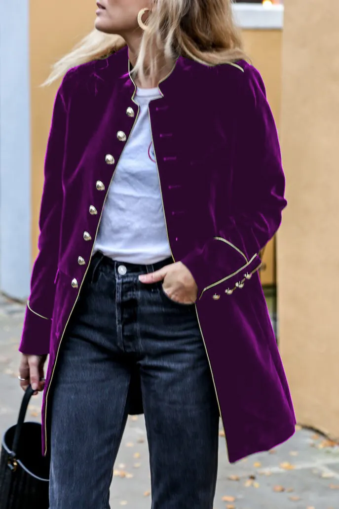 Single Breasted Collarless Coat