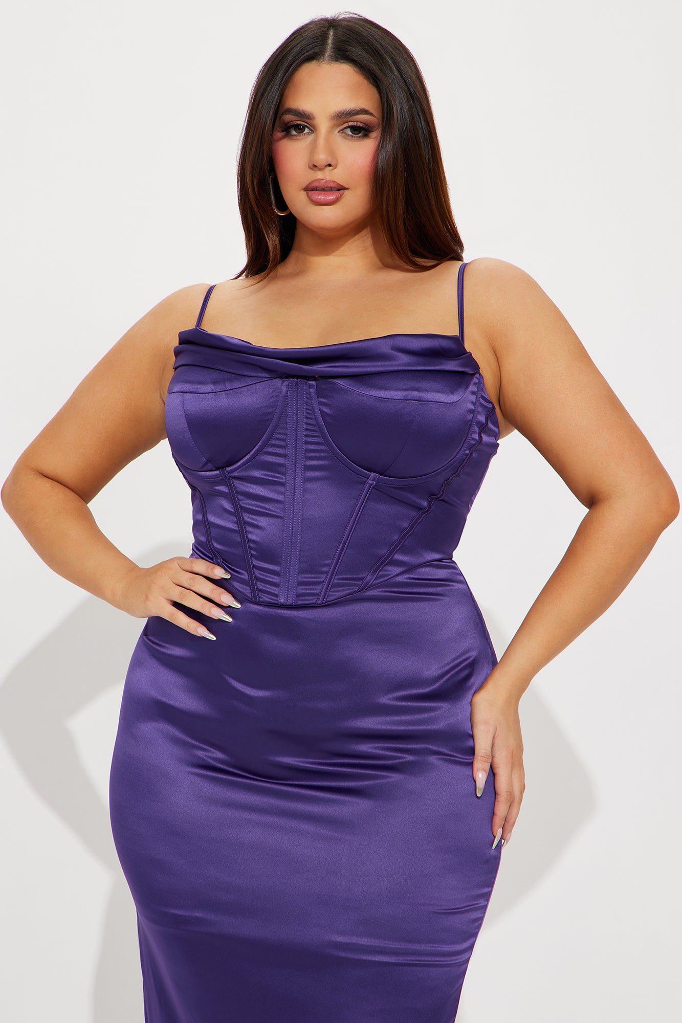 Violet Satin Gown - Purple