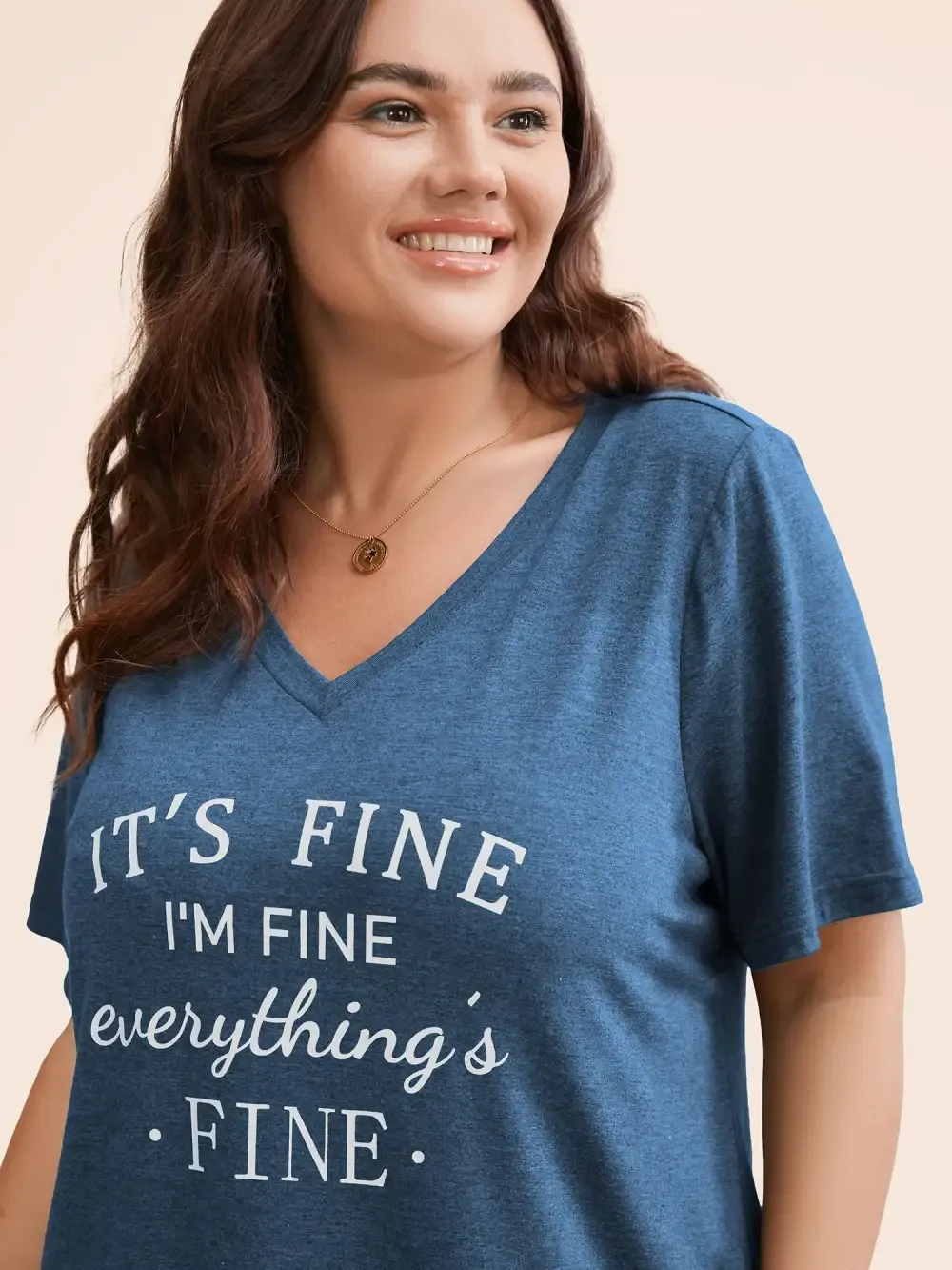 Letter Print V Neck T-Shirt