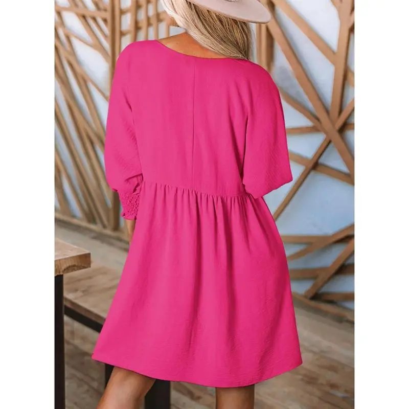 Chic Black Summer Tunic Dress for Women – Flowy Mini Shift with Short Sleeves, Perfect for Casual Dates & Beach Days